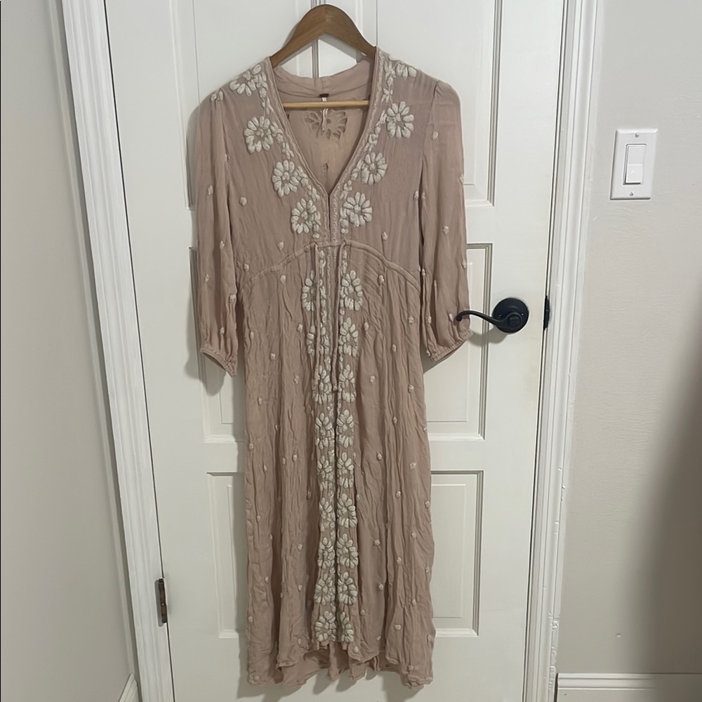 Free People Fable Midi Dress In Antique Peach - Picture 3 of 9
